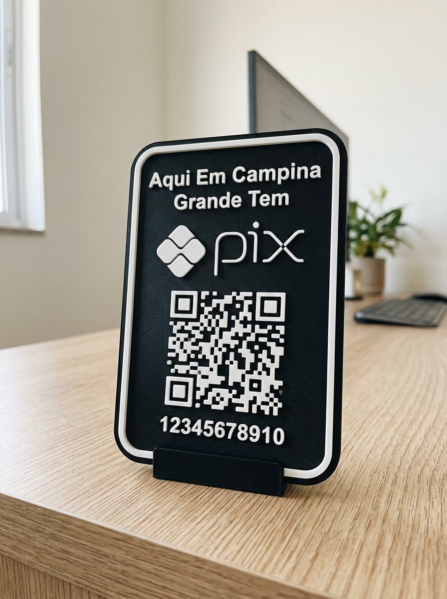 Foto Real da Placa PIX Personalizada K8n3D em Impressão 3D