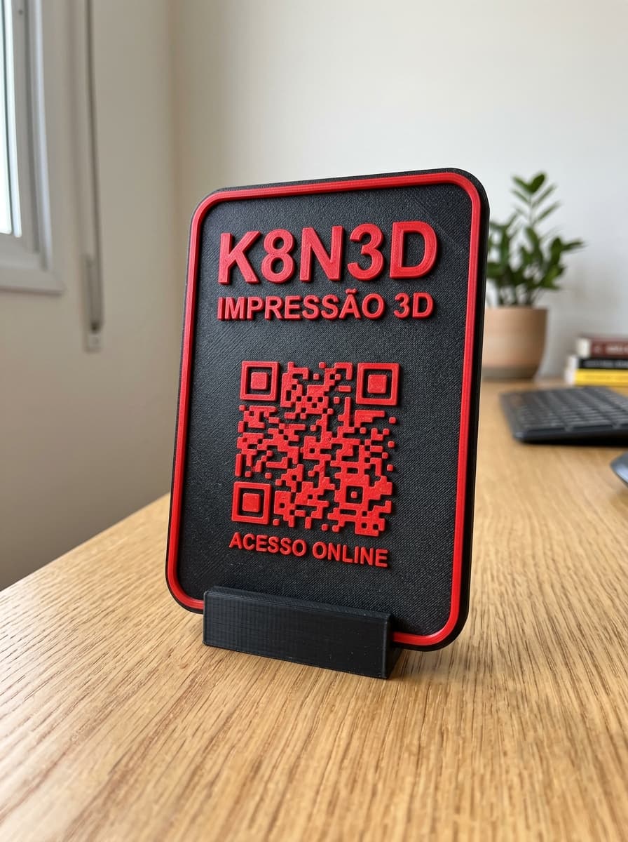 Foto Real da Placa de Acesso Site Ou Bio Site K8n3D em Impressão 3D